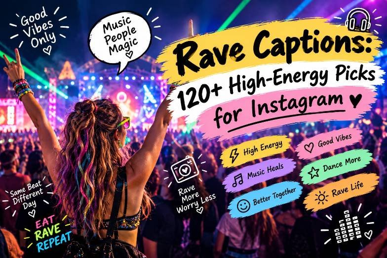 Rave Captions for Every Set, Crew Photo, and Neon Moment
