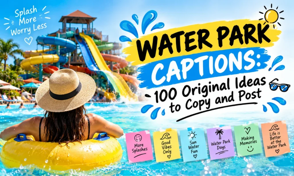 water park captions