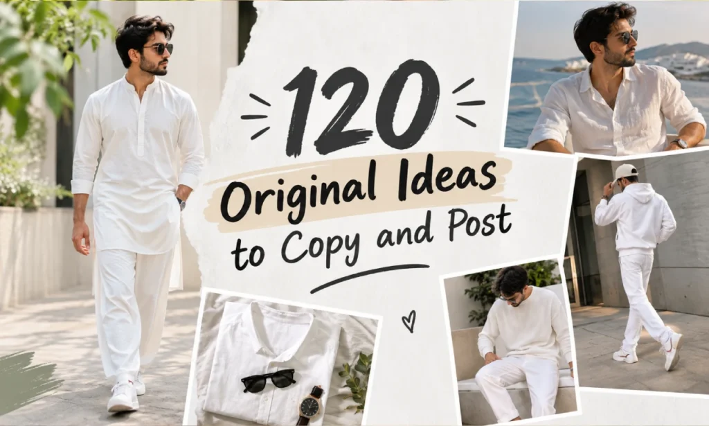 white outfit captions